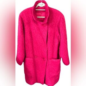 Vintage Paul Levy Fuchsia Pink Mohair Coat Bold Retro Maximalist‎ Statement